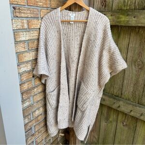 Aerie Cozy Knit Oversized Cape/Poncho in Light Tan